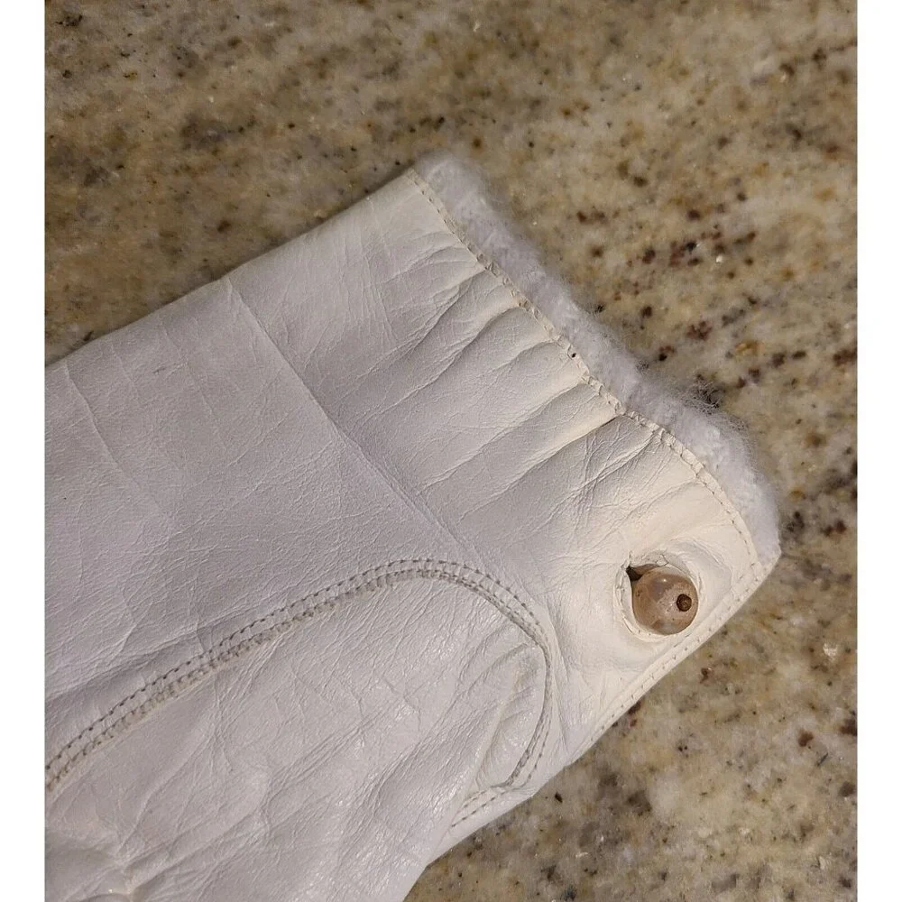 Vintage Size S Cream Soft Leather Knit Lined 8